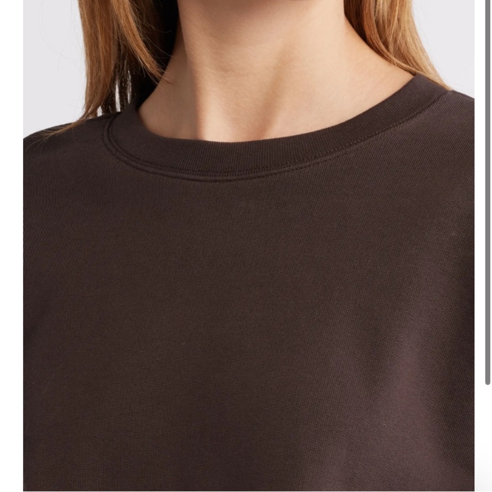 NWT $248 Frame Denim Dark Brown Travel Crew Sweatshirt Size XS - Picture 7 of 12